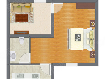 2室1厅 29.84平米户型图