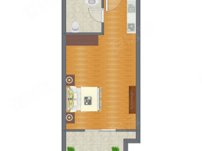 1室0厅 33.87平米户型图
