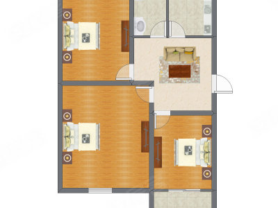 3室1厅 84.45平米