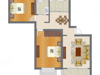 2室2厅 99.47平米户型图