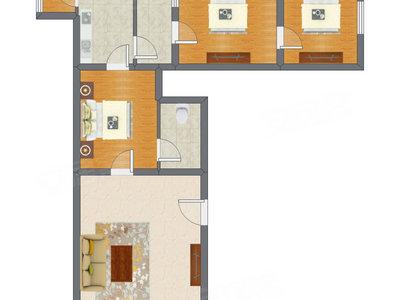 3室1厅 94.90平米户型图