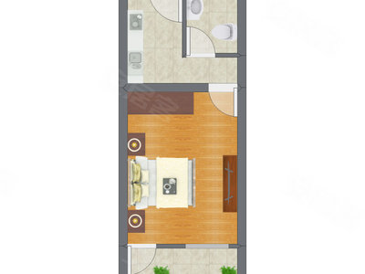 1室0厅 34.78平米户型图