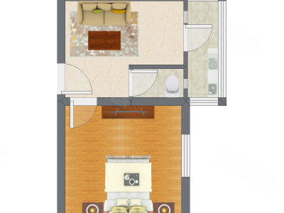 1室1厅 24.71平米户型图
