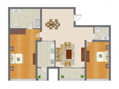 2室2厅 162.00平米户型图