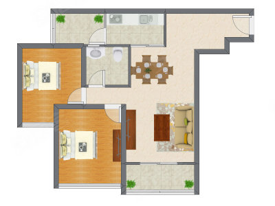 2室2厅 68.70平米户型图