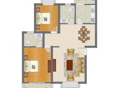 2室2厅 97.77平米户型图