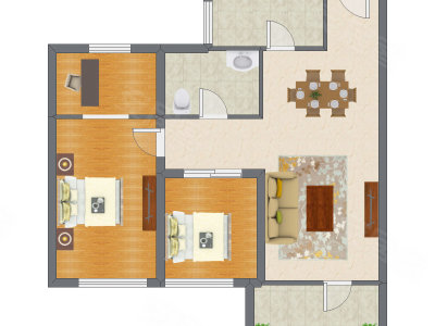 2室2厅 96.33平米户型图