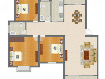 3室1厅 57.50平米