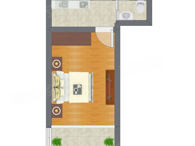 1室0厅 29.63平米户型图