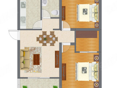 2室2厅 59.10平米户型图