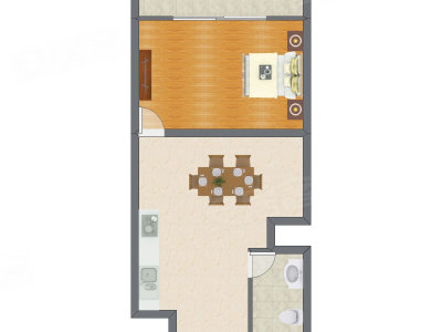 1室1厅 53.10平米