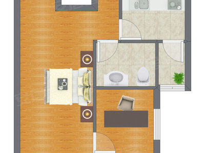 1室0厅 45.35平米