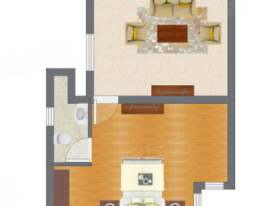 1室1厅 33.75平米户型图