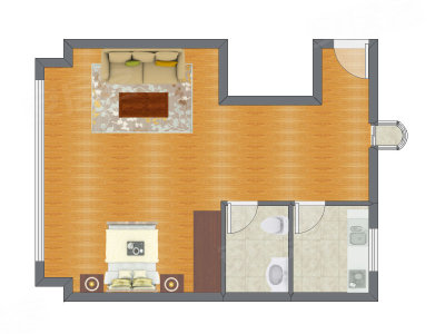 1室0厅 51.02平米户型图