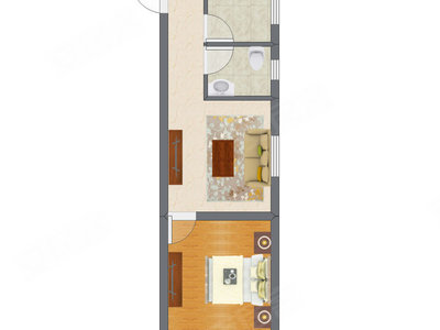 1室1厅 56.00平米户型图
