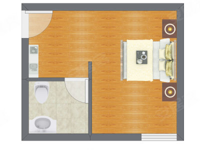 1室0厅 32.63平米户型图