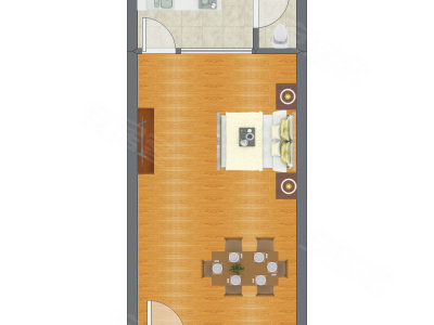 1室0厅 42.23平米户型图