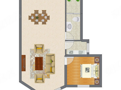 1室2厅 73.00平米户型图