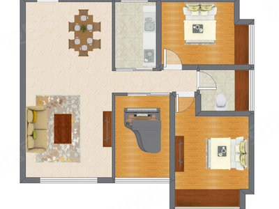 3室2厅 91.35平米户型图