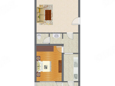 1室1厅 81.89平米户型图