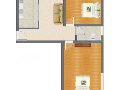 2室1厅 55.20平米