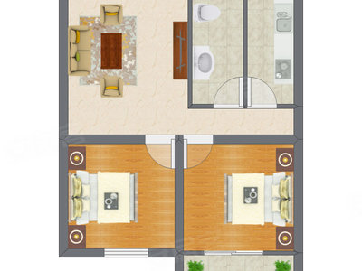 2室1厅 63.00平米