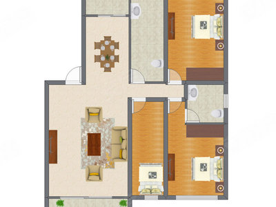 3室1厅 127.37平米户型图