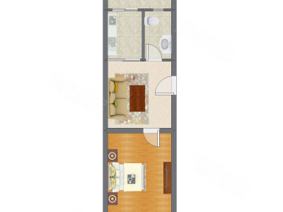 1室1厅 56.25平米户型图