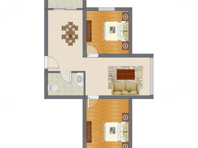 2室2厅 81.12平米户型图
