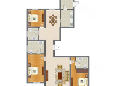 3室2厅 180.00平米