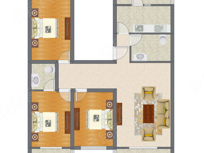 3室1厅 144.00平米