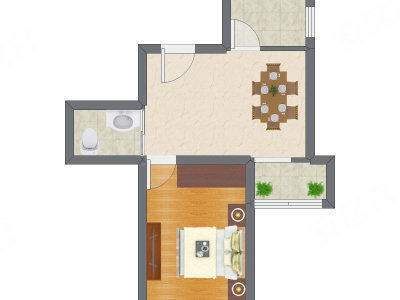1室1厅 31.10平米户型图