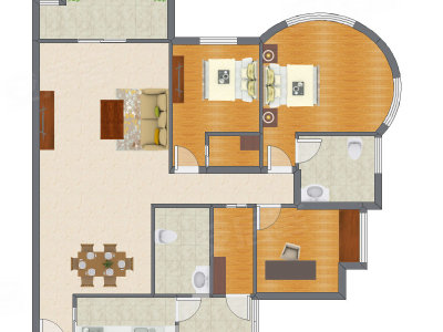 2室1厅 106.47平米户型图