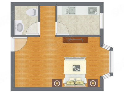 1室0厅 40.40平米户型图