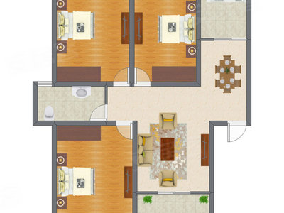3室1厅 91.25平米