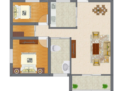 2室2厅 49.80平米户型图