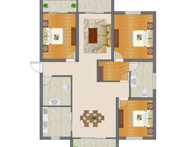 3室2厅 162.00平米户型图