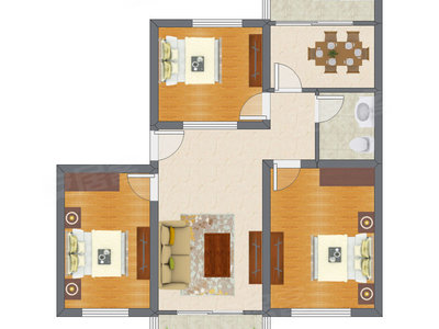 3室2厅 97.33平米户型图