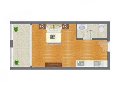 1室0厅 51.89平米户型图