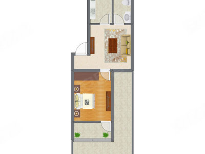 1室1厅 49.79平米户型图
