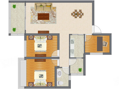 3室2厅 88.00平米户型图