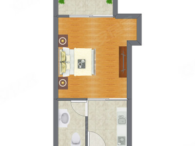 1室0厅 35.23平米户型图