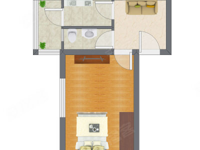 1室1厅 41.50平米户型图