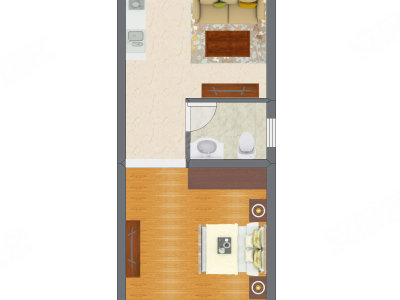 1室1厅 34.70平米户型图