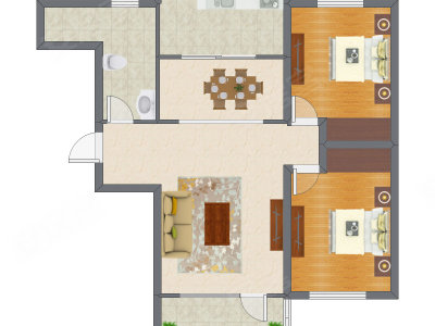 2室2厅 98.40平米