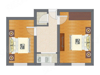 2室1厅 28.55平米