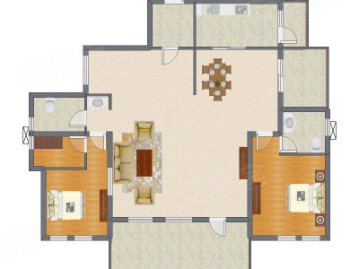 2室2厅 176.00平米户型图