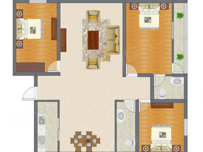 3室2厅 107.19平米