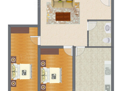 2室1厅 89.60平米户型图
