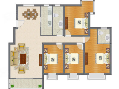 4室2厅 106.16平米